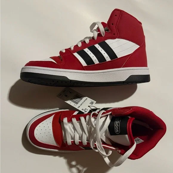 Adidas Red and White Sneakers with Black Stripes - Picture 4 of 7